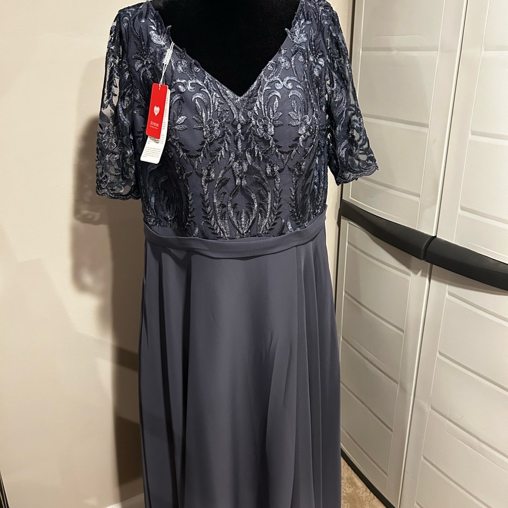 JJs House Long Sleeve Dress in Elegant Blue/Gray (NWT)